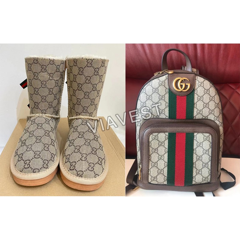 1 set fashion snow boots & backpack Free shipping