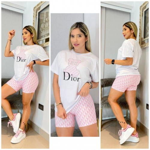 Slim Fit Fashion Women's Printed Short Sleeve Two Piece Set