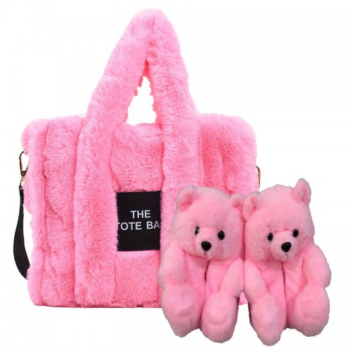 A Set Bear House Shoes and Plush Tote bag