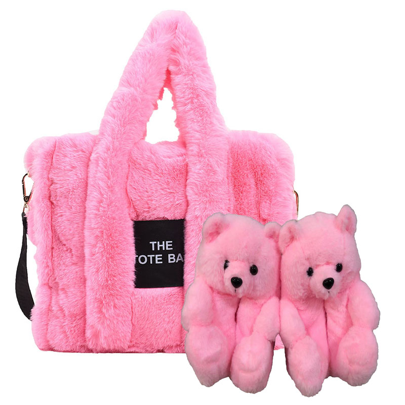 A Set Bear House Shoes and Plush Tote bag 