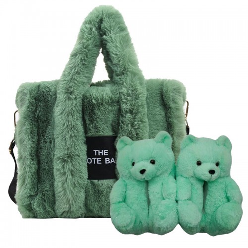 A Set Bear House Shoes and Plush Tote bag