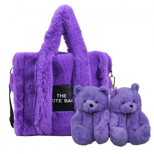 A Set Bear House Shoes and Plush Tote bag