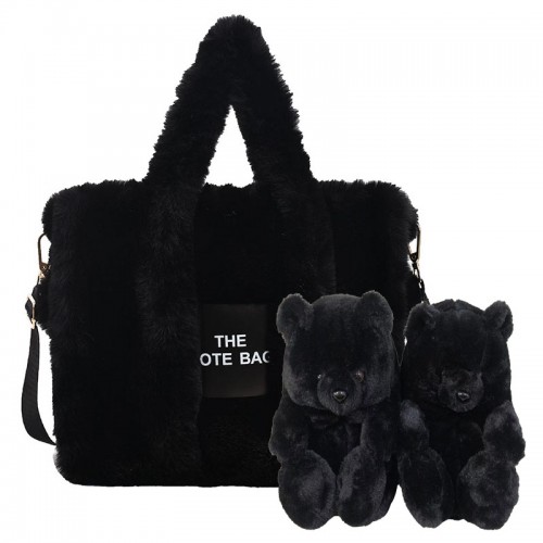 A Set Bear House Shoes and Plush Tote bag