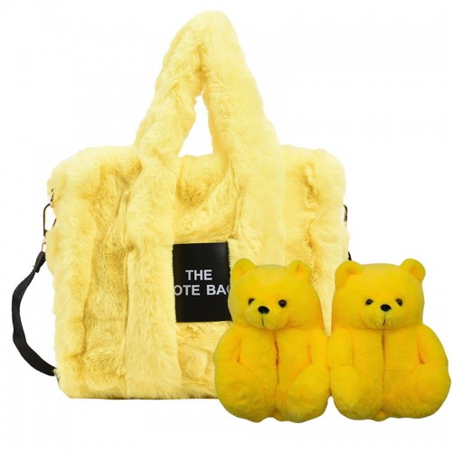 A Set Bear House Shoes and Plush Tote bag