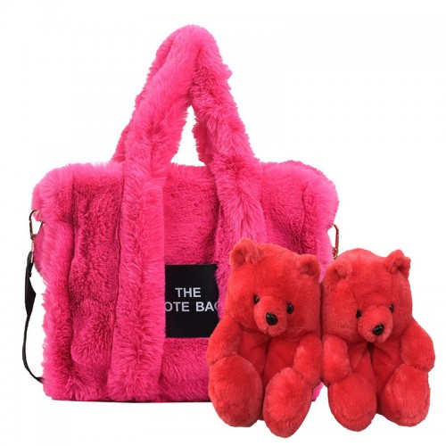 A Set Bear House Shoes and Plush Tote bag