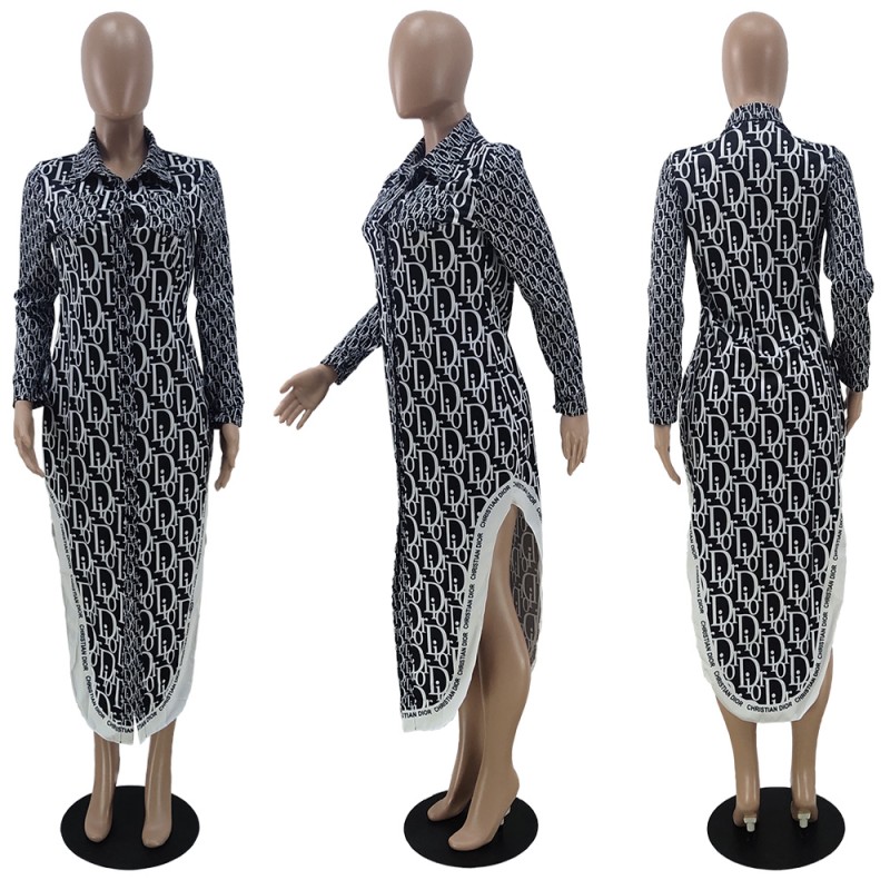 Printed button cardigan dress 