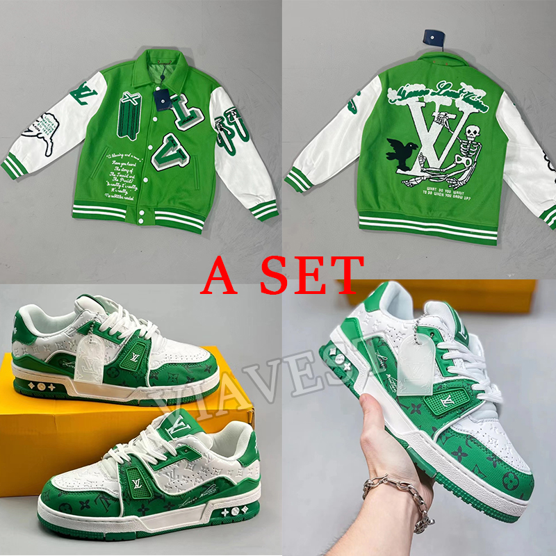 Top quality A Set sneaker shoes and Green Jacket Free shipping