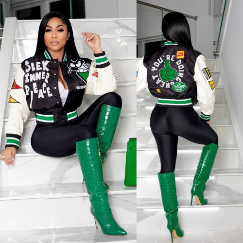 Thread fashion women's top baseball jacket free shipping