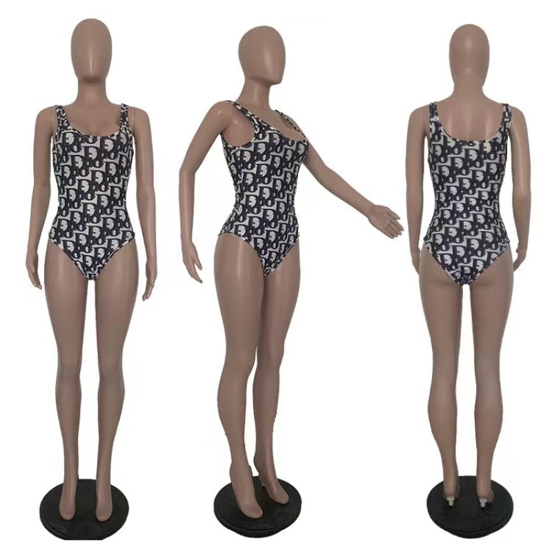 Printed, printed, and dyed base fashionable swimming suit 