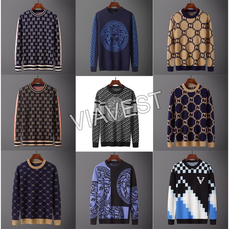 High quality stylish men's crew-neck sweater Free shipping 