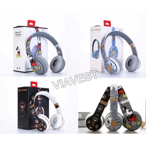 Normal Quality Bea ts Solo3 Wireless Bluetooth Headphones Mickey & Brown Bear Style Free Shipping