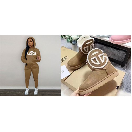 1 set fashion snow boots and hooded woman sweater Free shipping