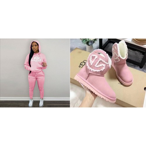 1 set fashion snow boots and hooded woman sweater Free shipping